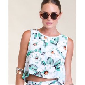 MINKPINK tropical floral crop top